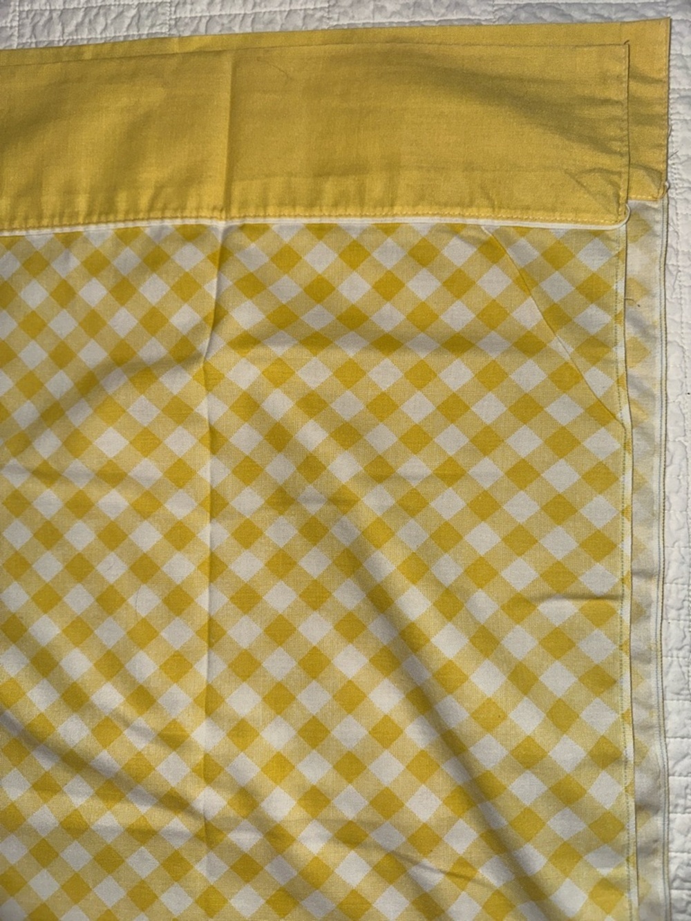 1970’s Vintage Gingham Dan River Yellow Gingham Cotton Sheet Full Flat Cottage - Picture 6 of 7